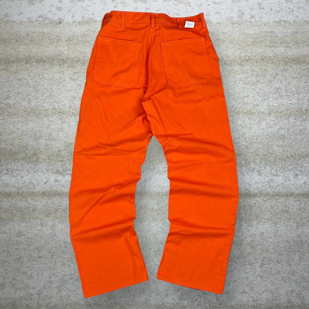 Vintage 90s Flame Resistant Carpenter Pants 36x34 Baggy Wide Leg Orange Cotton